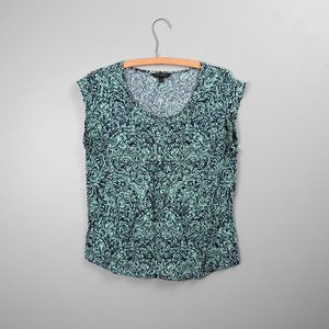 Banana Republic Women's Blouse - Turquoise / Teal - Size Small - Paisley Print